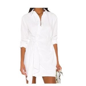 L'Academie August Shirt Dress in White Stripe